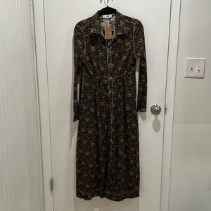 NWT Natural Life Maxi Dress, XS, Brown Floral